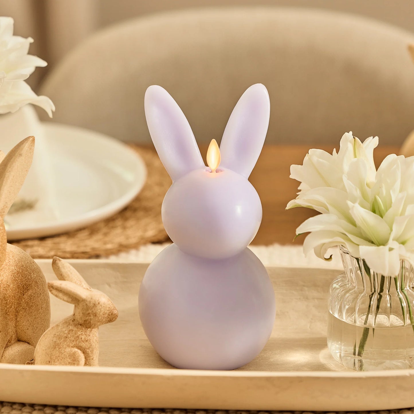 Gentle Lavender Flameless Candle Easter Bunny Rabbit