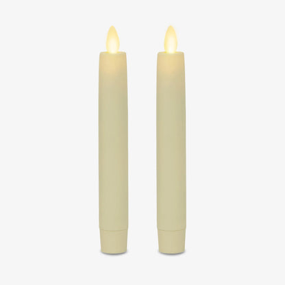 Ivory Flameless Candle Tapers - Flat Top - 6.75" Height - Set of 2