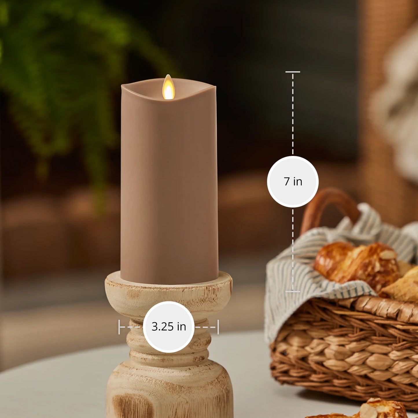 Timeless Taupe Outdoor Flameless Candle Pillar