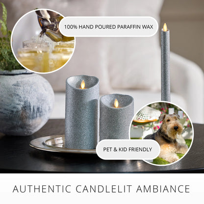 Brilliant Silver Glitter Flameless Candle Taper