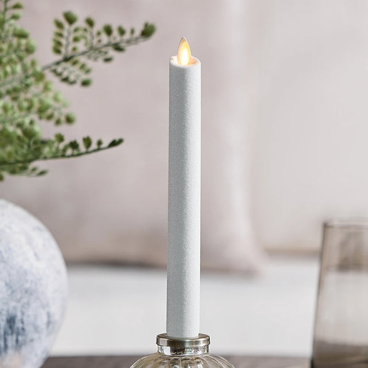 Dazzling White Glitter Flameless Candle Taper