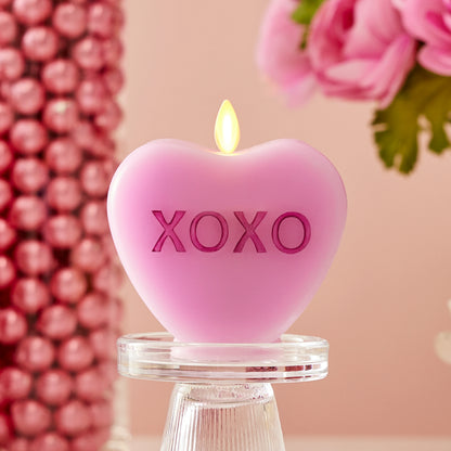 Pastel Orchid Flameless Candle Candy Heart "XOXO"