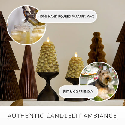 Rich Gold Glitter Flameless Candle North Tree