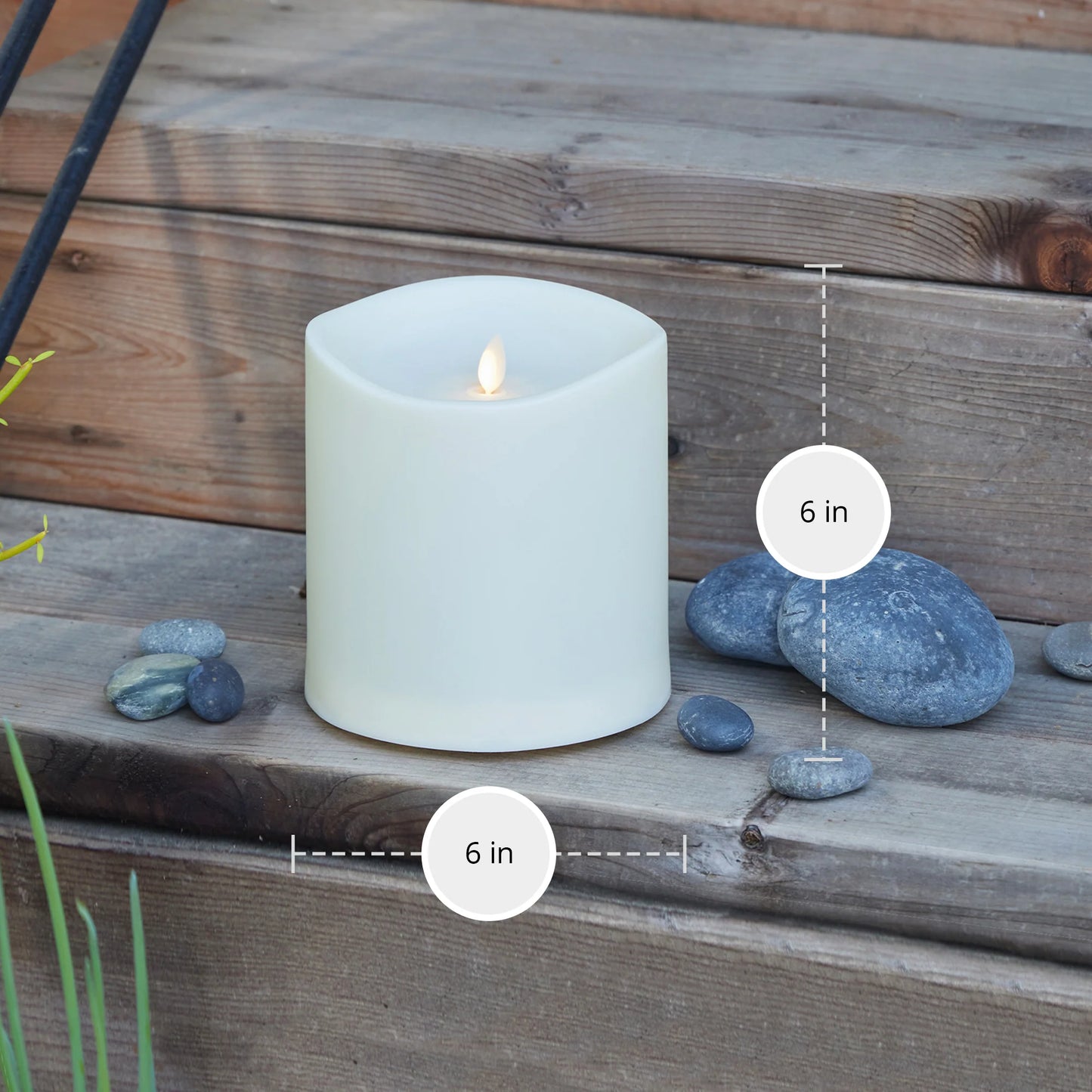 Pearl Ivory Outdoor Flameless Candle Grand Pillar with Remote - Melted Top