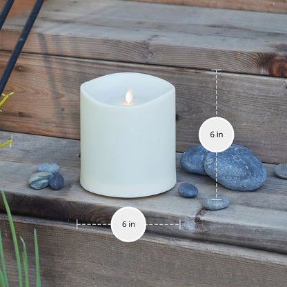 Pearl Ivory Outdoor Flameless Candle Grand Pillar with Remote - Melted Top