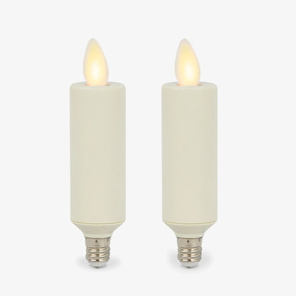 Set of 2 Pearl Ivory Flameless Candle E12 Taper Bulbs