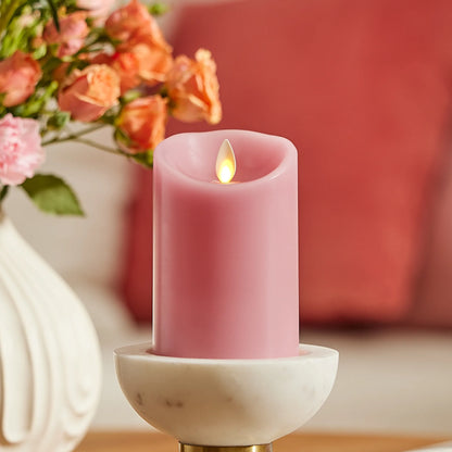 Blooming Mauve Scallop Flameless Candle Pillar
