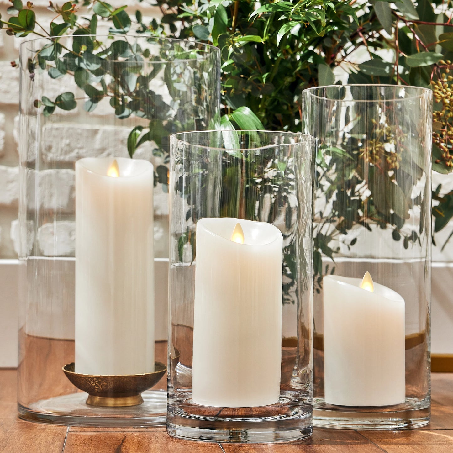 White Flameless Candle Pillar - Scallop Top - 3" Width