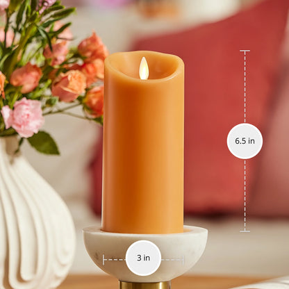 Sunlit Honey Scallop Flameless Candle Pillar