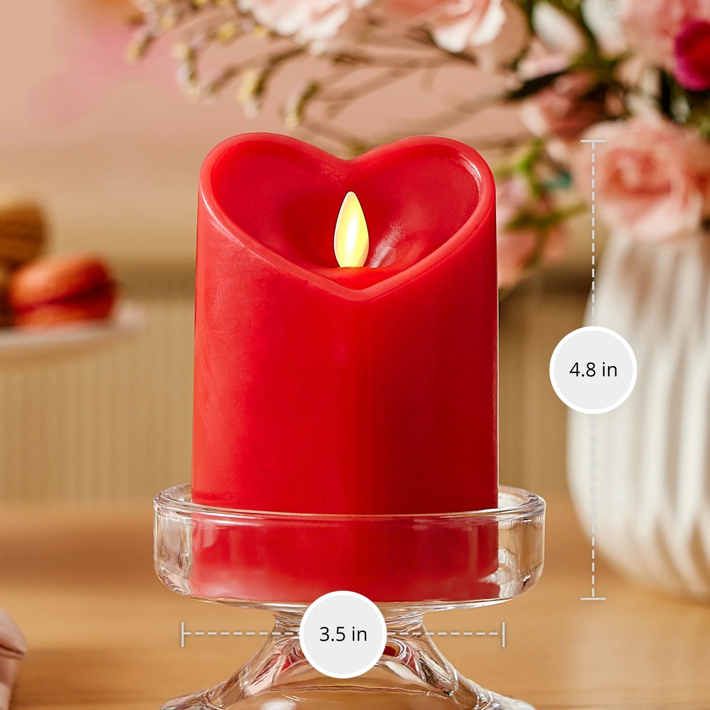 True Red Flameless Candle Heart Pillar