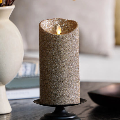 Champagne Glow Glitter Flameless Candle Pillars