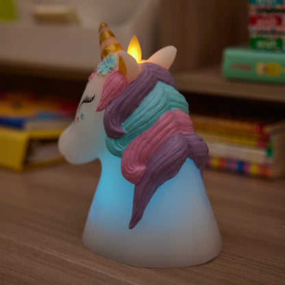 White Color Changing Flameless Candle Unicorn with Remote