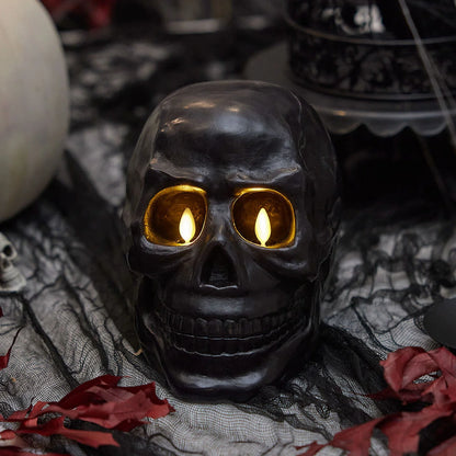 Black Large Flameless Candle Skull