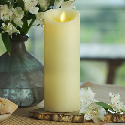 Ivory Flameless Candle Pillar - Scallop Top Vanilla Scented - 3.5” Width