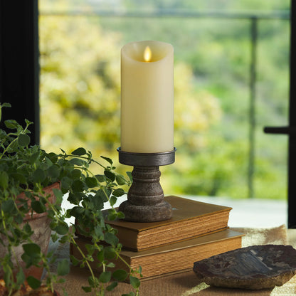 Ivory Flameless Candle Pillar - Scallop Top - 3" Width
