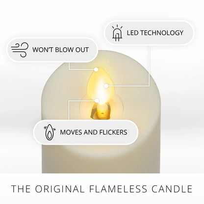 Set of 3 Pearl Ivory Outdoor Flameless Candle Slim Pillars with Remote - Melted Top