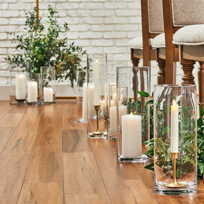 White Flameless Candle Pillars with Remote - Melted Top - Set of 3