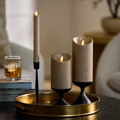 Champagne Glow Glitter Flameless Candle Taper