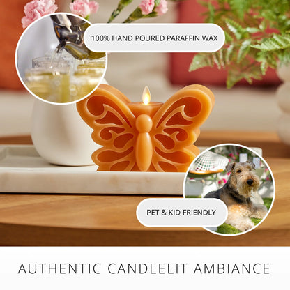 Sunlit Honey Flameless Candle Butterfly