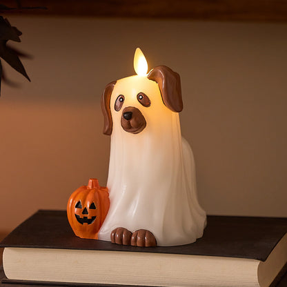 Bright White Flameless Candle Ghost Dog