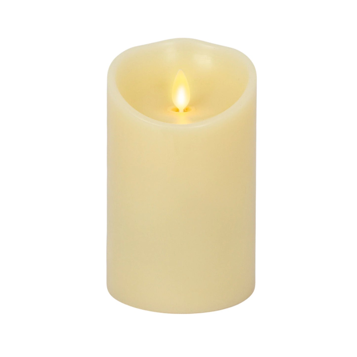 Ivory Flameless Candle Pillar - Scallop Top Vanilla Scented - 3.5” Width