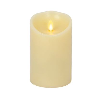 Ivory Flameless Candle Pillar - Scallop Top Vanilla Scented - 3.5” Width